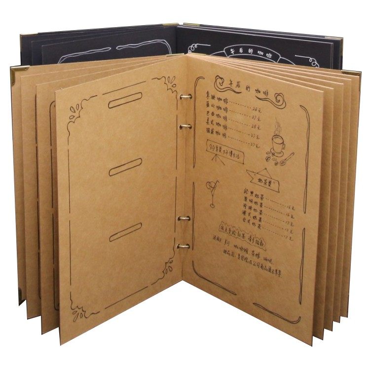 手绘牛皮纸a4黑卡菜单本