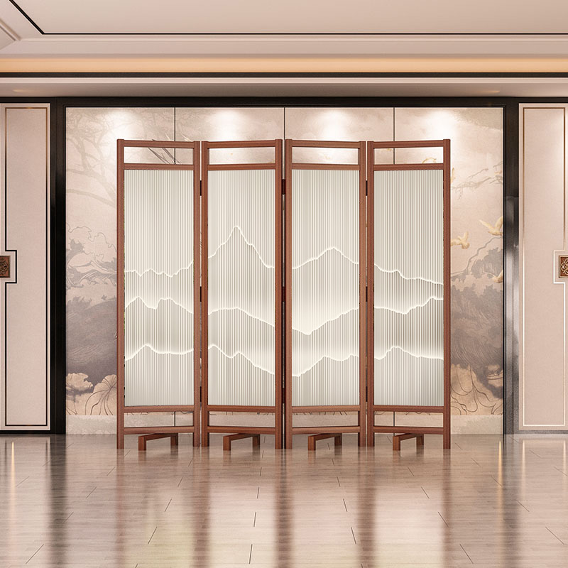 现代简约新中式实木屏风隔断客厅2025新款折叠移动卧室酒店办公室