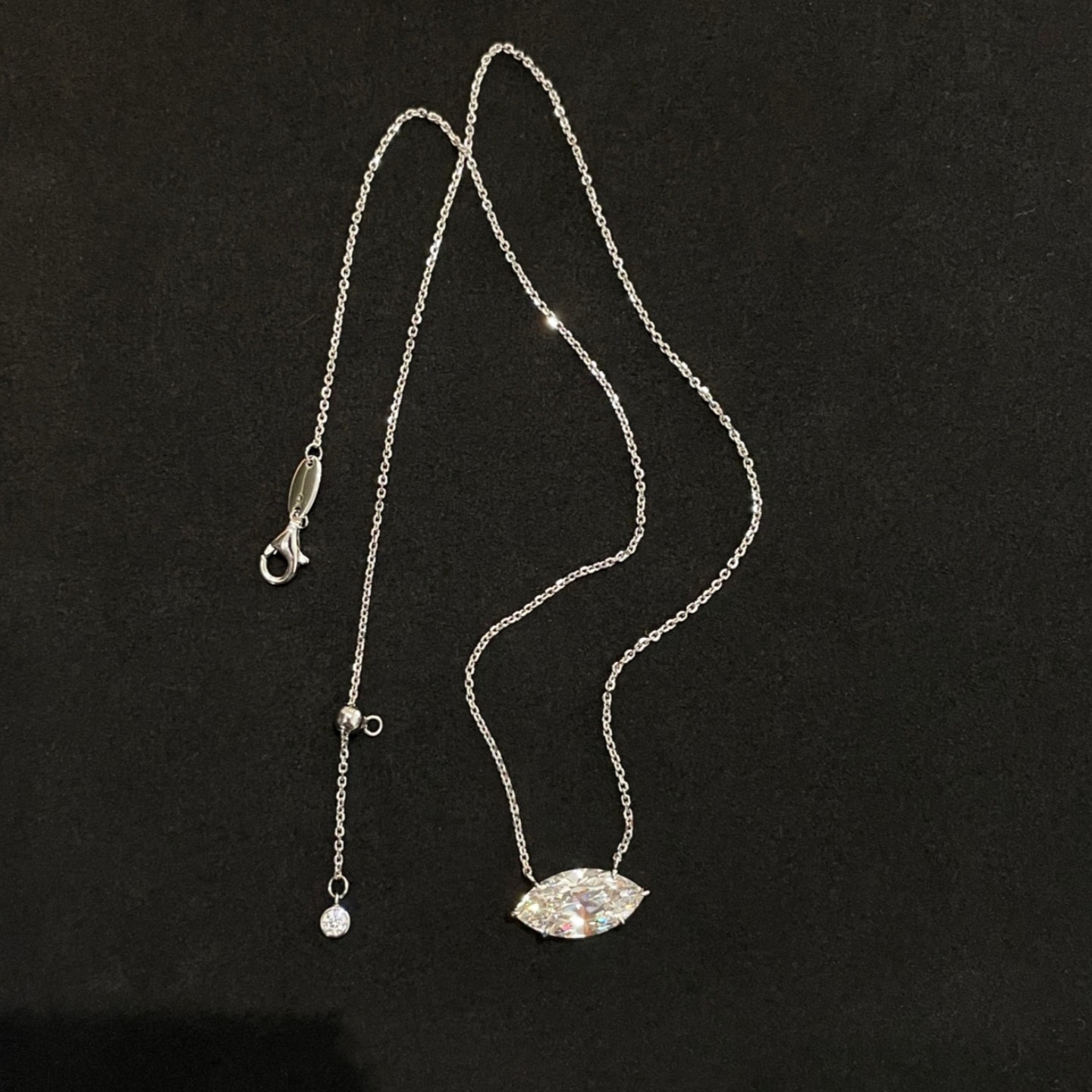 极简4克拉六爪单颗大马眼钻项链女925银镀金轻奢超闪百搭嘴唇设计,饰品/流行首饰/时尚饰品新,银饰项链,淘宝优惠券,粉丝福利购,淘宝优惠卷