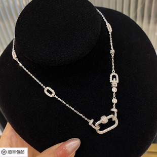 回形满钻万用项链女925银搭配翡翠佛公吊坠多功能万能扣珠宝链条