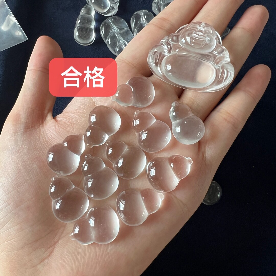 新中式国风15*20mm水沫玉玻璃种微棉葫芦福禄吊坠项链女阳绿顶珠
