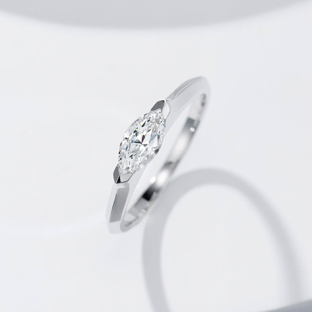 天使之眼|50分马眼钻单颗钻戒指女925银菱形高碳钻简约轻奢高级感