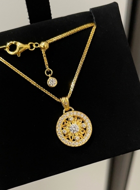 金太阳图腾项链女925银镀18K金