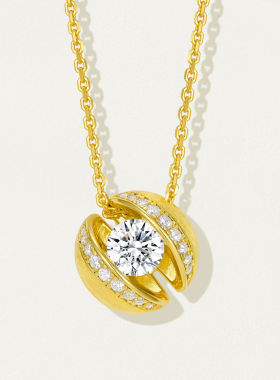 50分拉丝马蹄莲单钻项链女925银