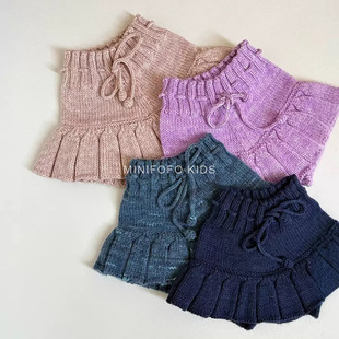 美利奴羊毛针织裙裤 mp同款 百搭半身短裙百褶裙 女童宝宝经典 新款