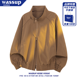 美式休闲纯色高级感男装夹克2026新款短款飞行员教练风夹克外套