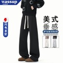 WASSUP美式高街弯刀裤潮牌春秋宽松百搭直筒运动休闲卫裤男女同款