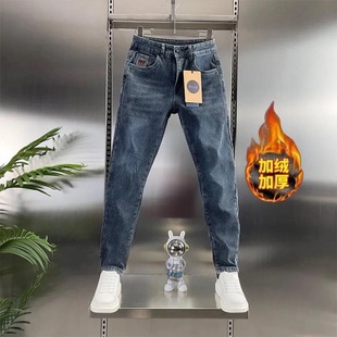男士 直筒长裤 2025秋冬新款 百搭修身 子 韩版 广州新塘加绒加厚牛仔裤
