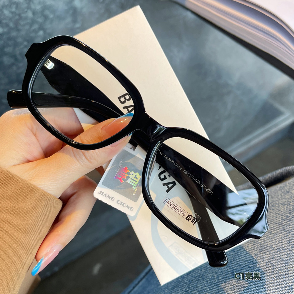 韩版方形板材时尚窄框黑色框眼镜架男女高级感近视可配度数防蓝光