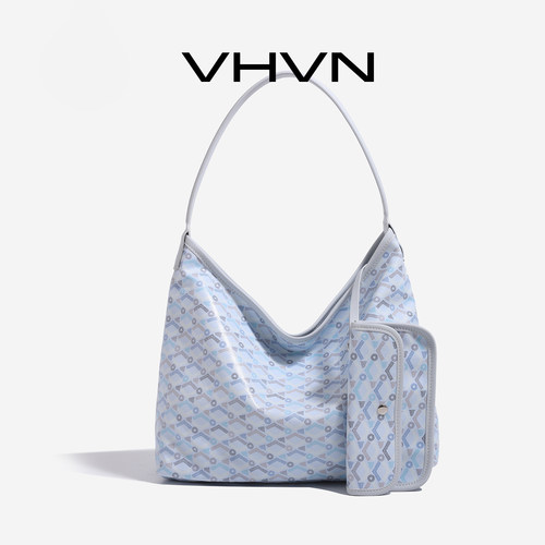 VHVN女包真皮狗牙冰川蓝托特包