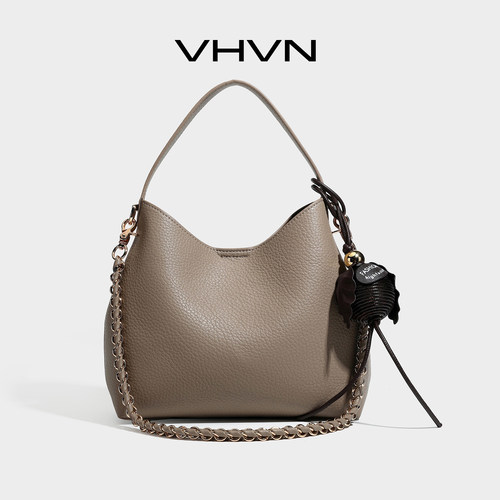 vhvn女包2026新款真皮水桶包
