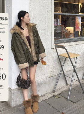 Mas Mash 米兰剧场 oversize环保皮草女冬宽松显瘦派克服加厚外套