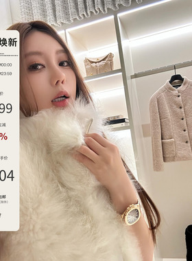 Mas Mash 100山羊绒皮毛一体毛毛马甲女秋冬时尚百搭无袖皮草外套