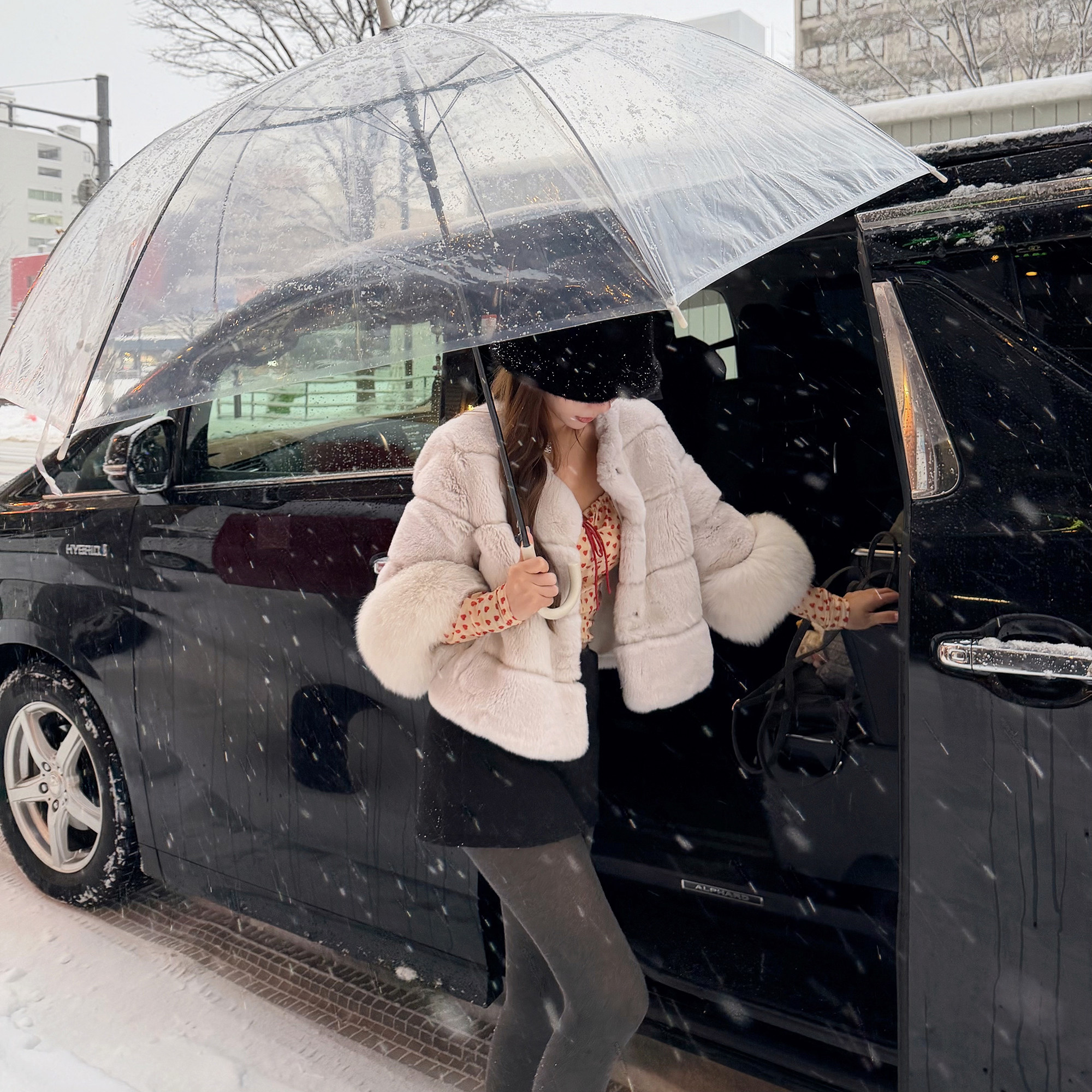 进口獭兔毛皮草袖狐狸毛外套