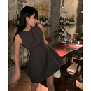 Mash高级设计感灰色羊毛西装 Mas 连衣裙女气质收腰显瘦背心裙子