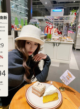 Mas Mash 玫瑰之约 高龄围脖针织圆领两件套上衣内搭打底衫针织衫