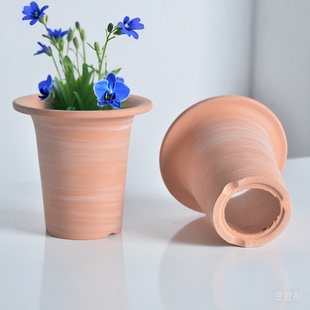 进口风兰花盆小红陶盆富贵兰万年青空气凤梨花盆蝴蝶兰盆栽透气