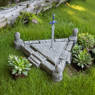 塞尔达传说周边大师剑台旷野之息手办林克鱼缸造景海利亚王国之泪