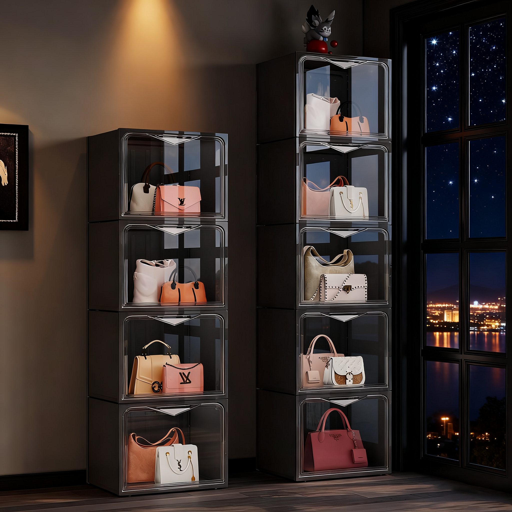 包包收纳柜家用防尘透明展示架装放包包的置物架子收纳神器展示柜