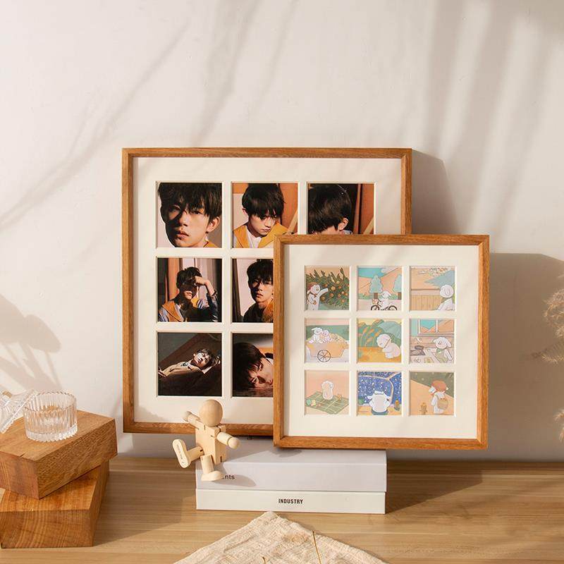 九宫格相框定制照片挂墙 9宫格摆台现代简约宝宝儿童婚纱照柚木框
