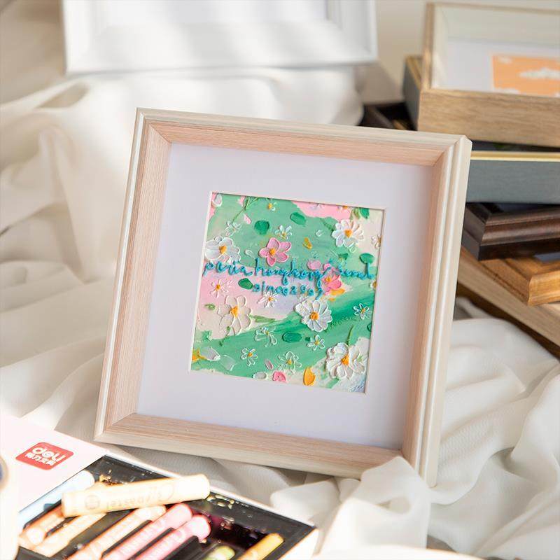实木油画棒画框创意diy立体加厚中空相框摆台生日数字蛋糕送闺蜜