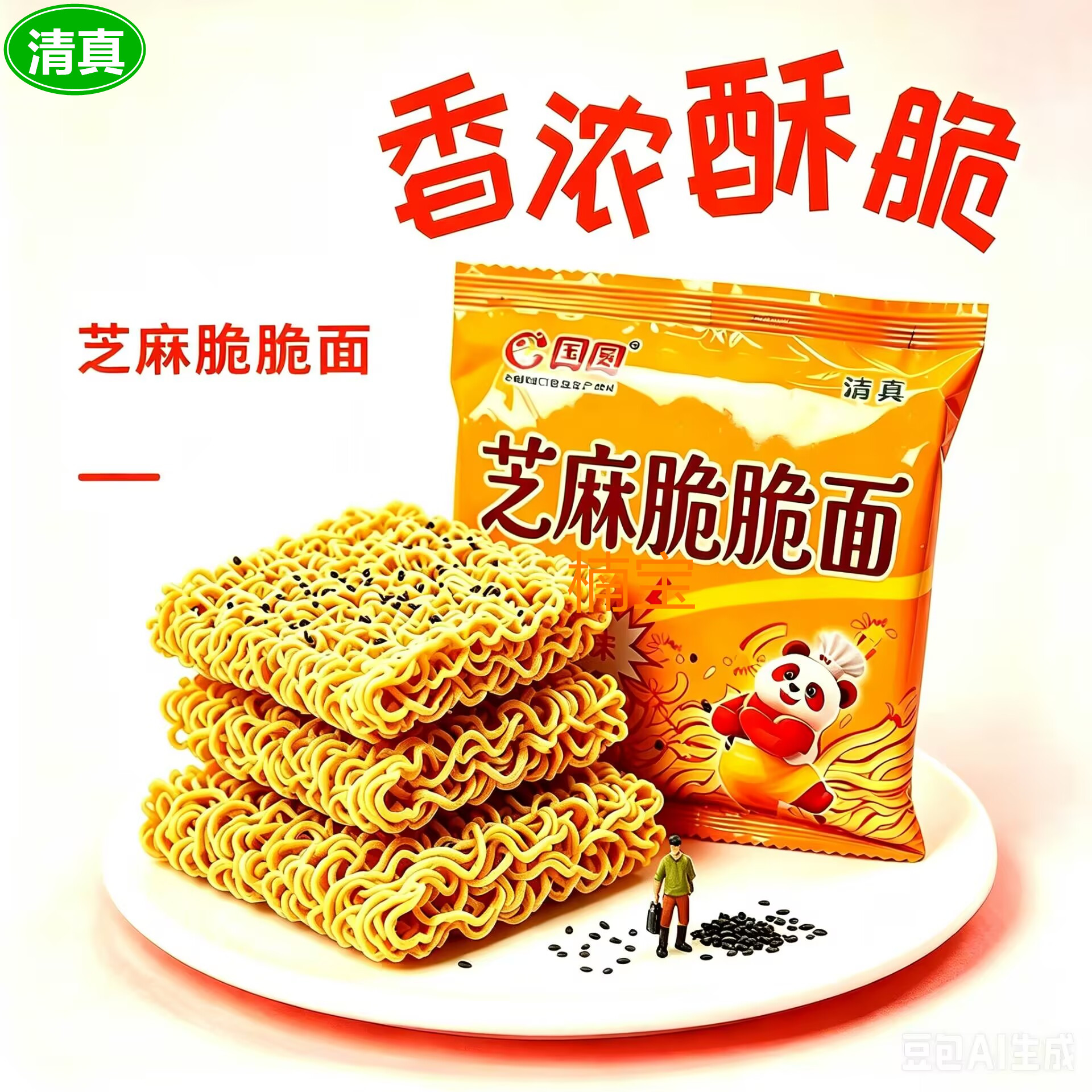 国圆清真芝麻脆脆面干吃火鸡面