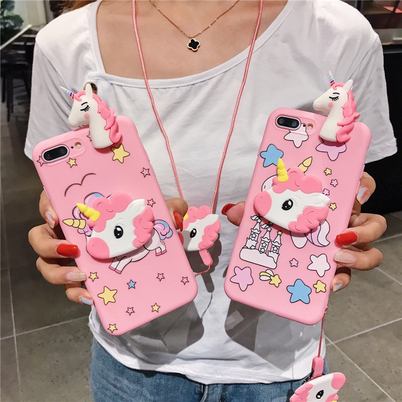 可爱独角兽苹果6s手机壳iPhone7/8plus软套11max卡通xs/xr女x防摔