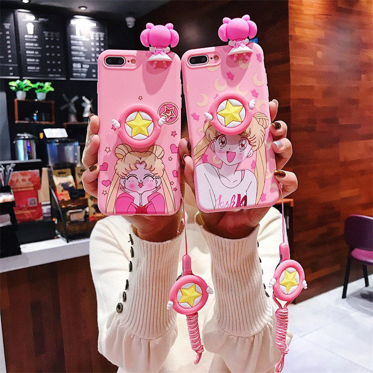 美少女适用于苹果7PIUS/8PIUS手机壳iphonex卡通xs动漫苹果XR软壳苹果xsmax挂绳