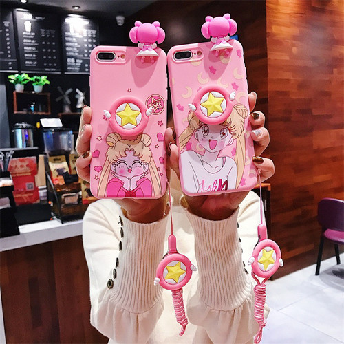 美少女适用于苹果7PIUS/8PIUS手机壳iphonex卡通xs动漫苹果XR软壳苹果xsmax挂绳