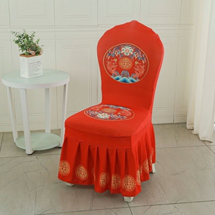 高档欧式弧形椅子套罩四季弹力通用裙边半圆靠背酒店宴会议椅子套