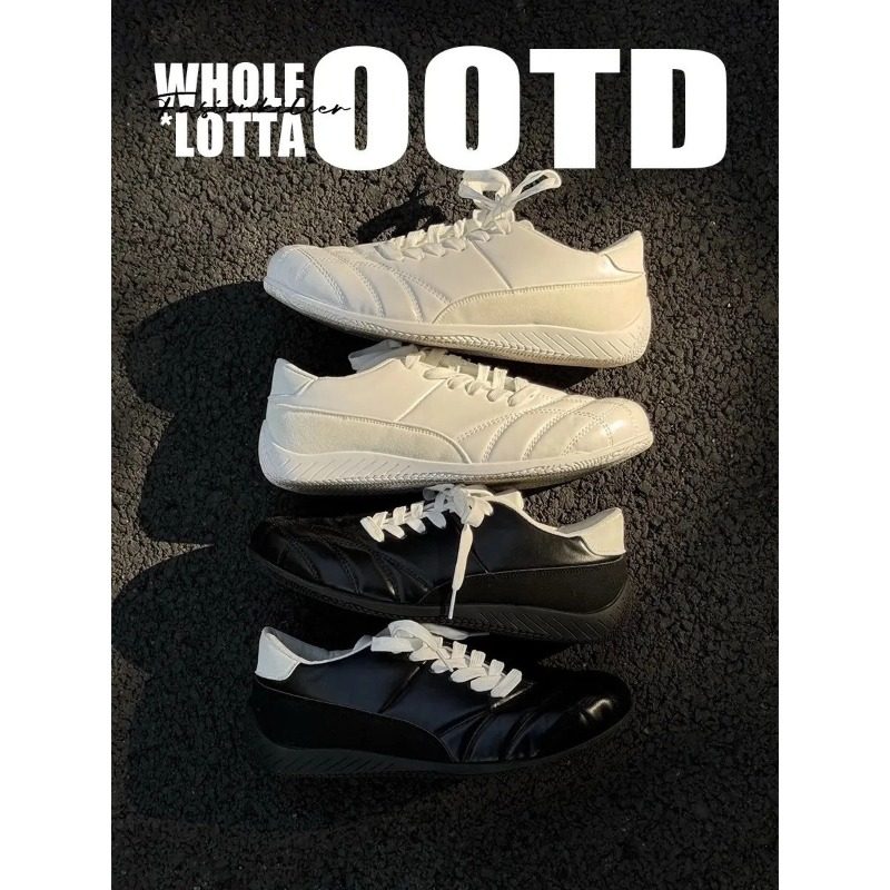 斜系带复古鞋休闲运动鞋男女平底户外登山鞋通勤潮款德训鞋子