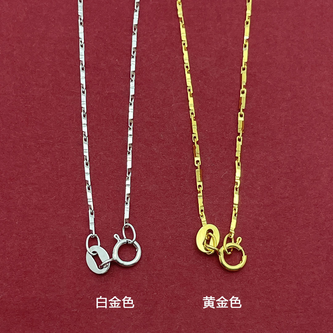 S925纯银银链女款项链竹节方柱链素链裸链颈链路路通黄金色细链