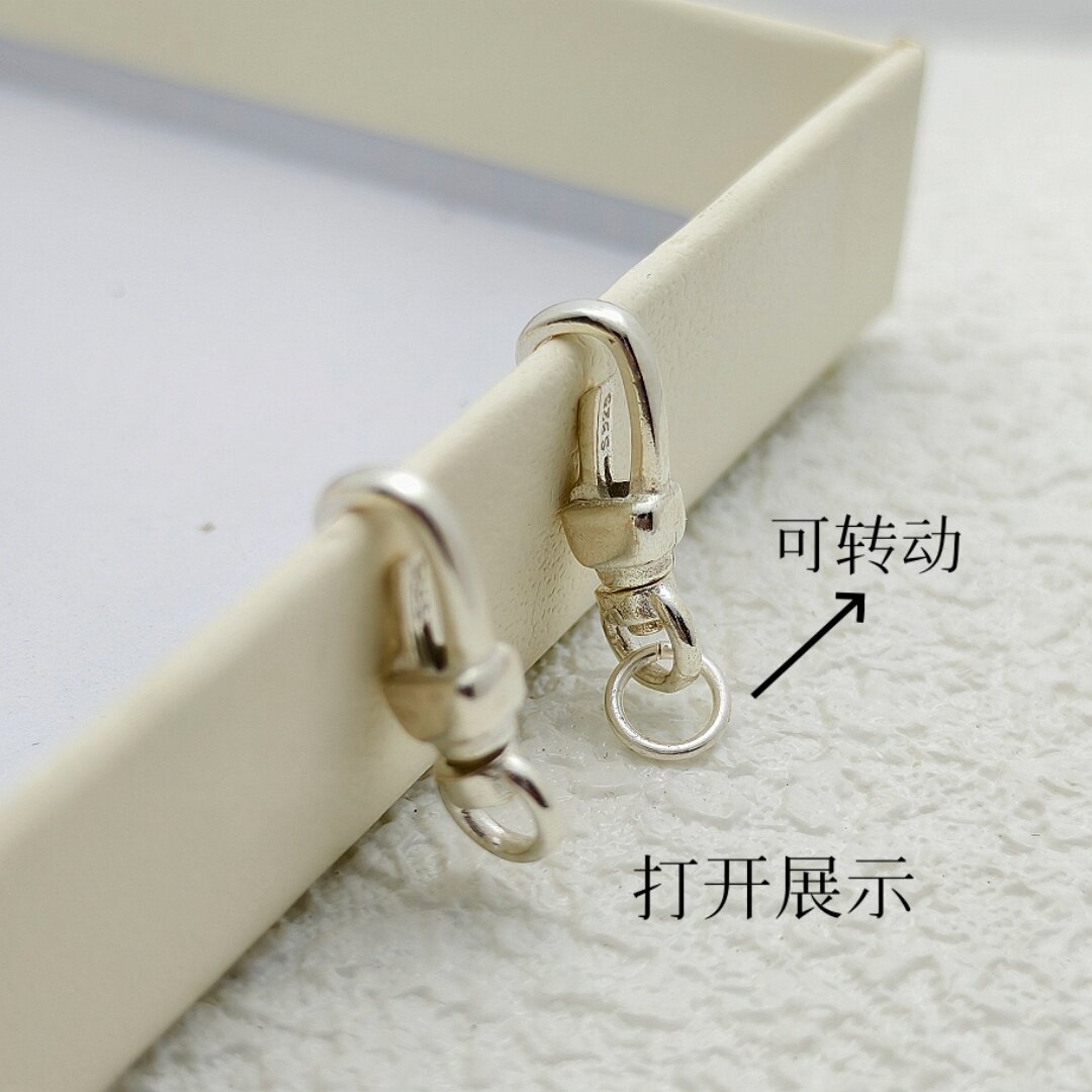 S925纯银可转动龙虾扣收尾扣