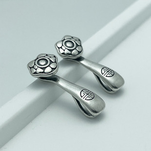 S925纯银复古莲花如意吊坠挂坠编绳DIY珍珠手链文玩挂件扣头配件