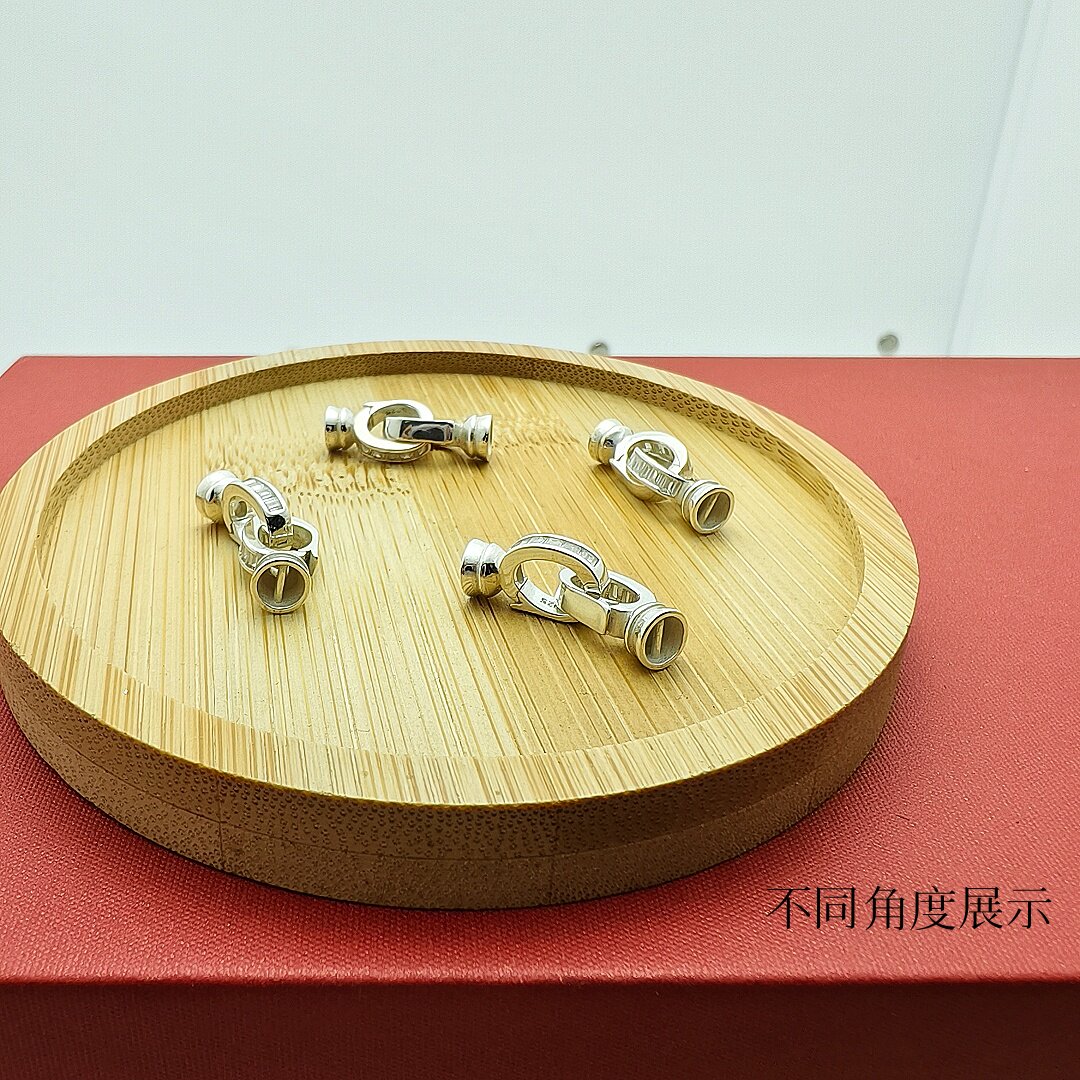 S925纯银镶钻万能扣珍珠项链手链收尾扣扣头手工DIY连接扣8字扣