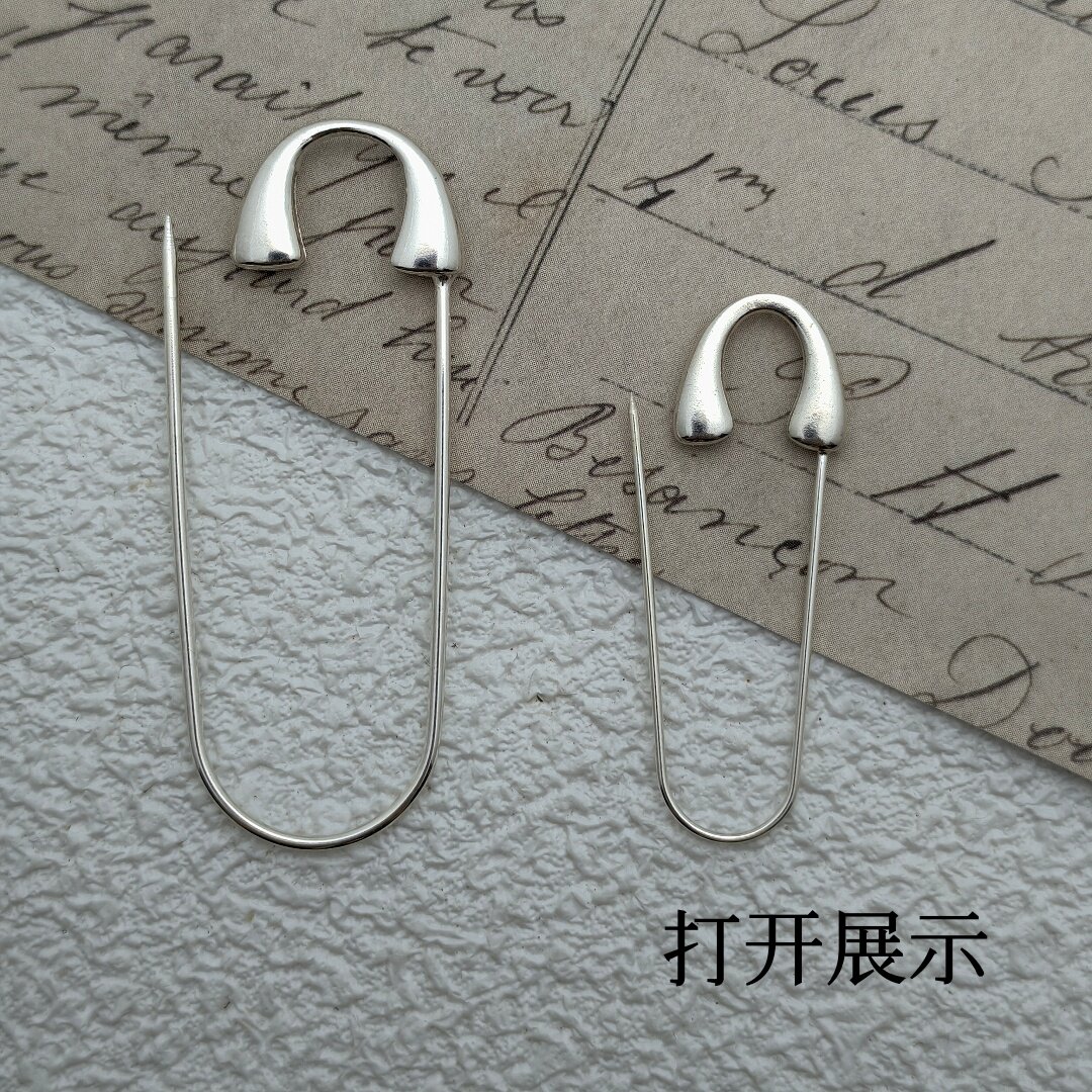 S925纯银加厚加大DIY银别针