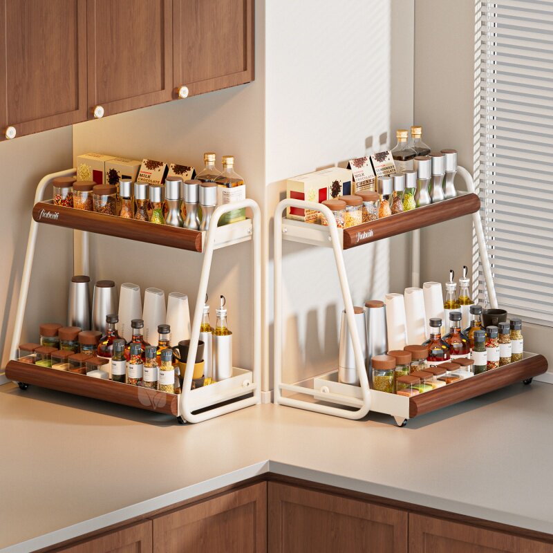 2026新款调料品置物架厨房台面多功能抽拉式调料架油盐酱醋收纳架