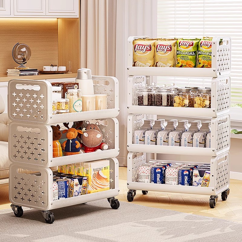 落地台面多层零食蔬菜移动小推车