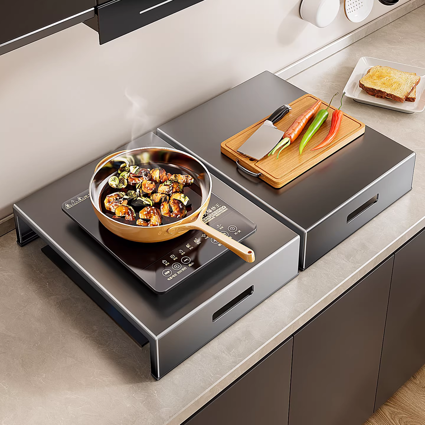 厨房燃气灶盖板罩煤气灶遮挡板天然气灶台面放锅置物架电磁炉支架