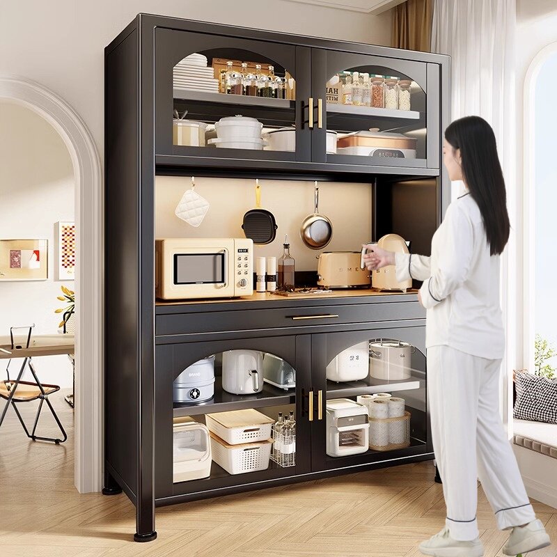 厨房置物架餐边储物落地多层微波炉烤箱电器一体柜多功能收纳橱柜