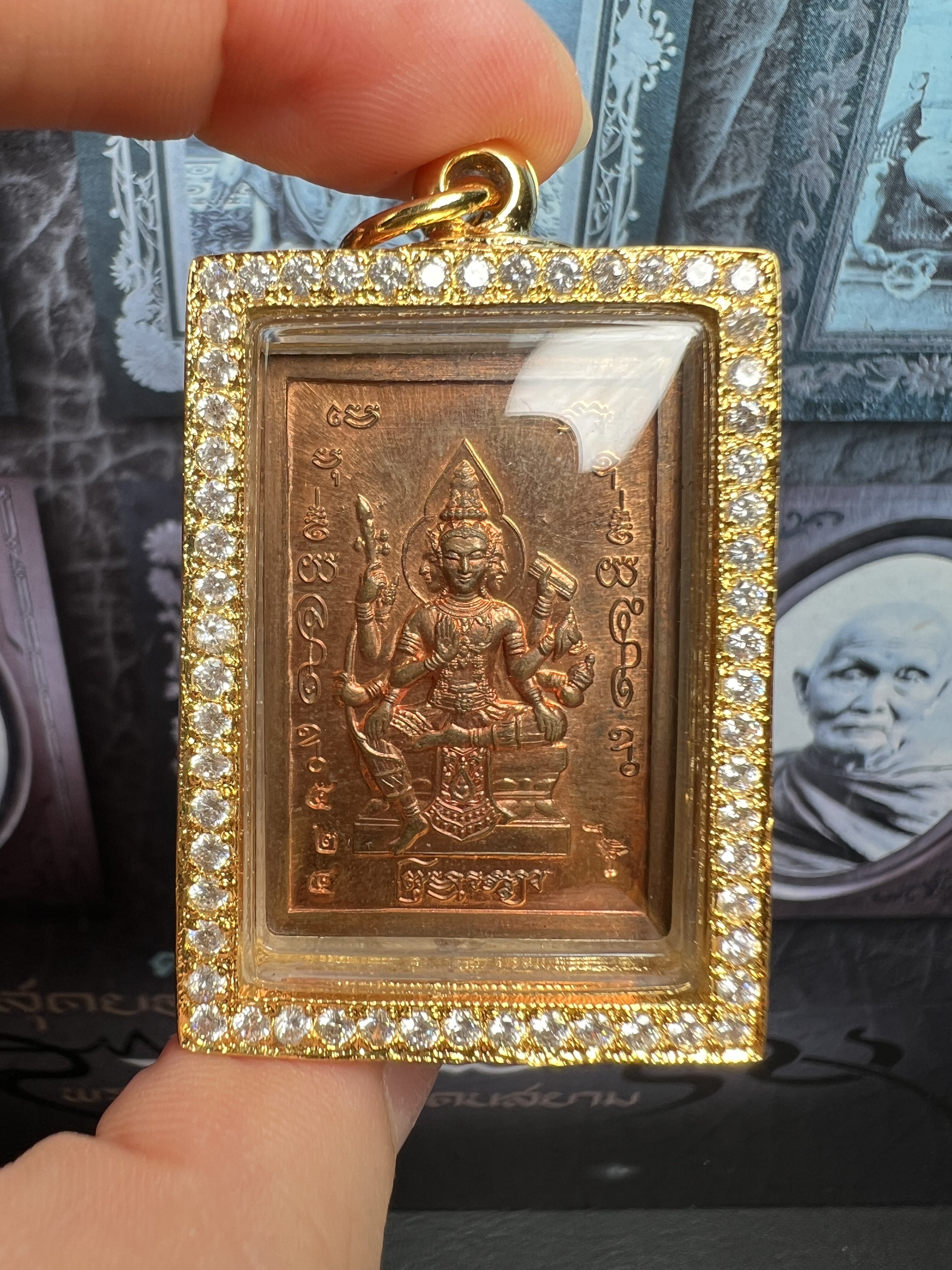 龙婆撒怀2540四面神红铜材质 意大利钻壳萨玛空卡 泰国佛牌四面佛