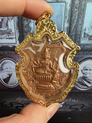 龙婆禅南2553四面神 k金壳萨玛空卡 泰国佛牌四面佛吊坠 正品保真