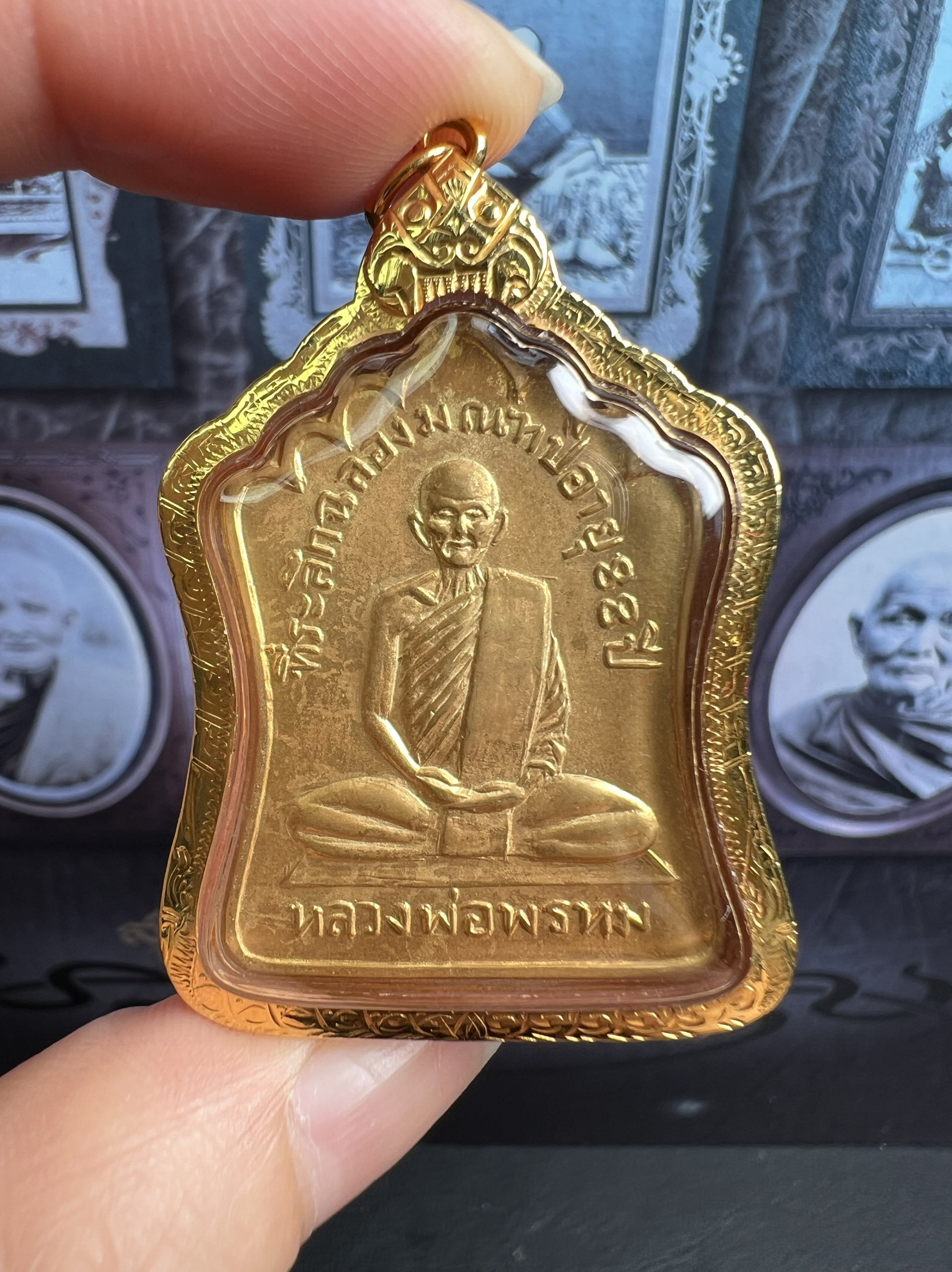 龙婆碰2514凉亭自身 金壳萨玛空卡 泰国佛牌自身吊坠正品