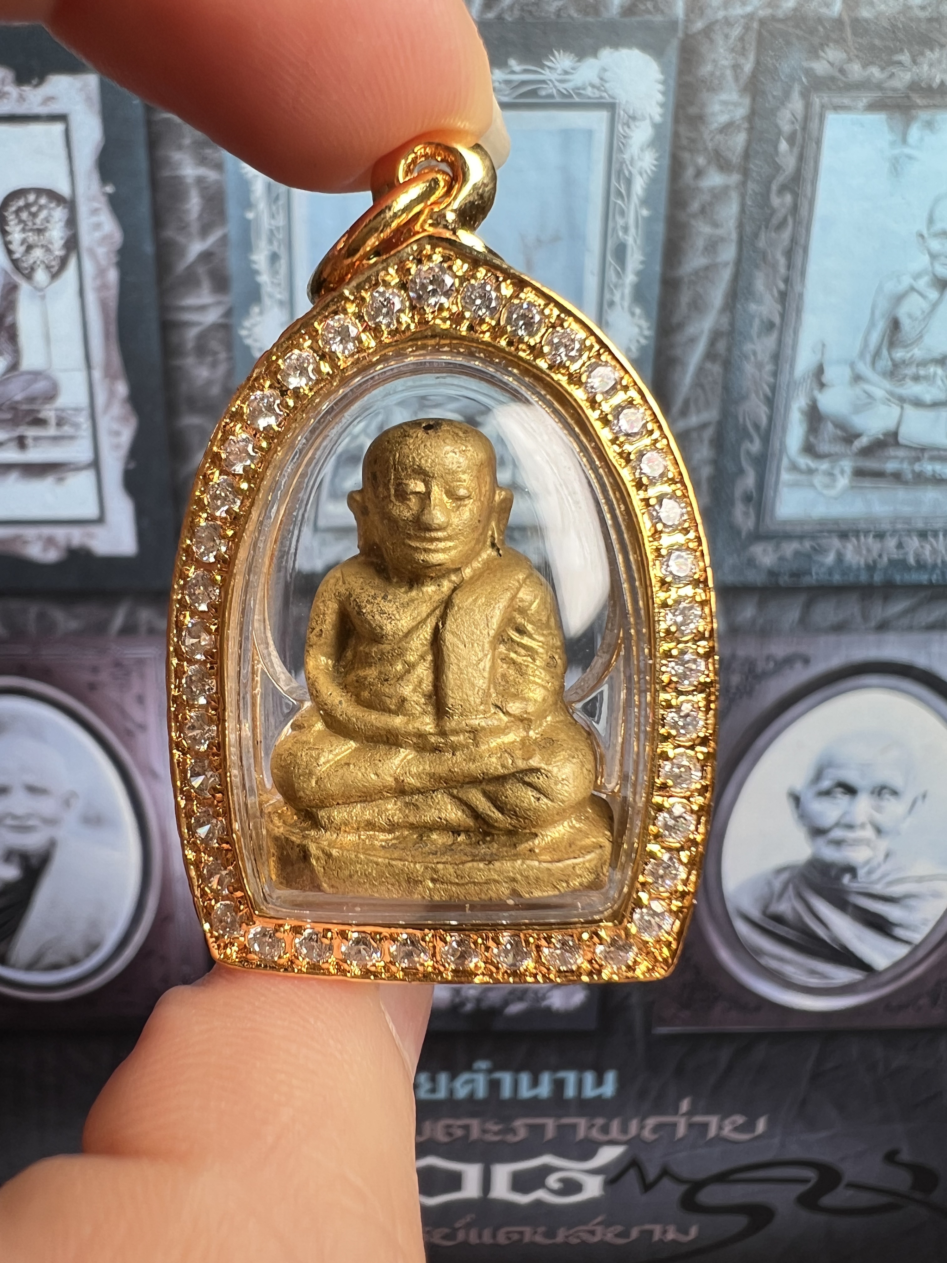 瓦邦堪2526财佛 意大利金壳萨玛空卡 泰国佛牌招米吊坠 正品保真