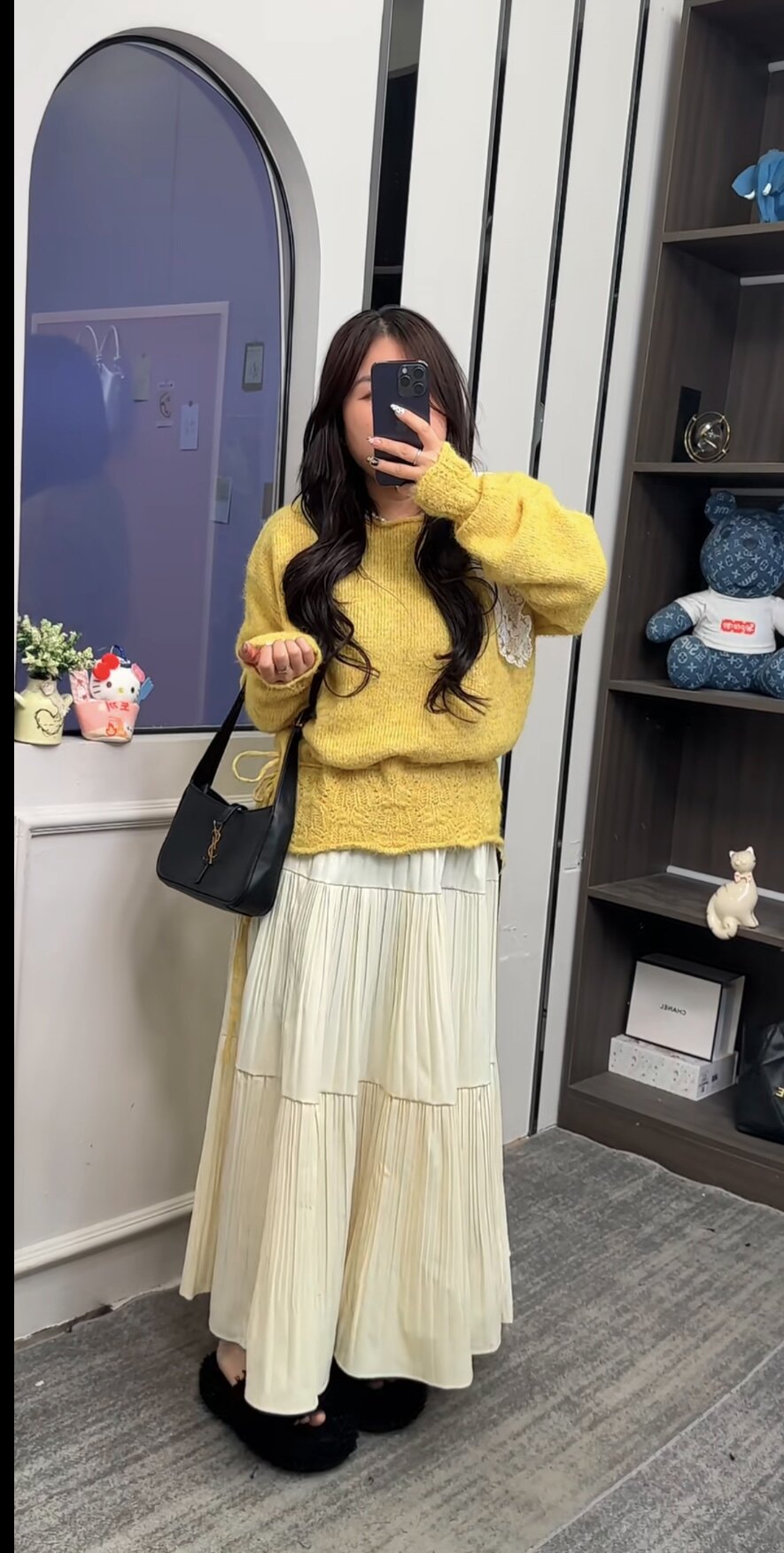 甜美风针织衫软糯毛衣慵懒宽松显瘦半身裙百褶裙秋冬款女2025