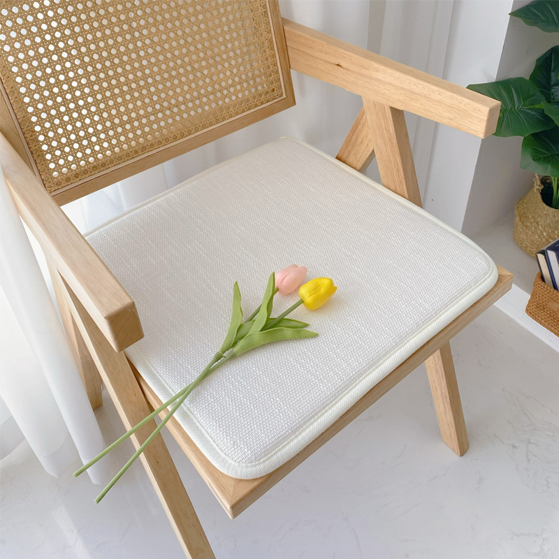 餐椅垫冬季简约棉麻纯色百搭梯形海绵椅子垫办公室透气防滑坐垫