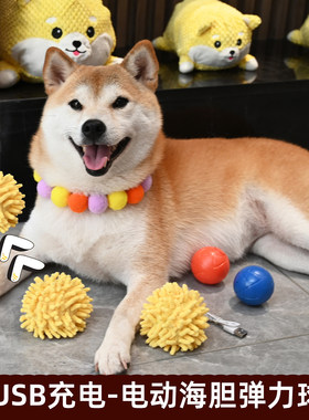 狗狗电动玩具球宠物柯基法斗柴犬玩具海胆usb耐咬互动解闷跳跳球