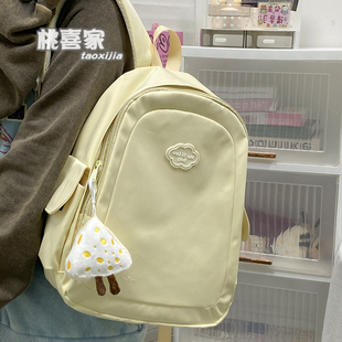 韩国ins纯色小清新书包女初中女生高中学生双肩包高颜值旅游背包