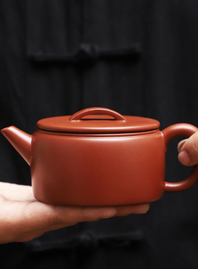 汉瓦紫砂壶汉瓦纯手工紫砂壶大口壶大敞口朱泥紫砂壶大口径紫砂壶