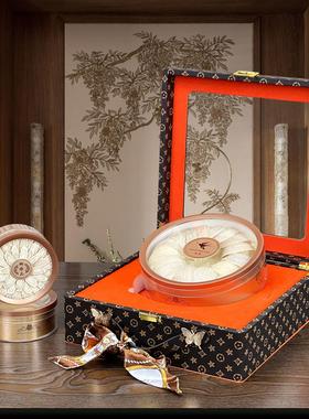 高档橙色手提丝巾开窗燕窝包装盒四拼手提盒燕窝通用滋补药材空盒